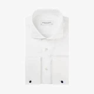 Profuomo Sky Blue Overhemd Wit, Effen