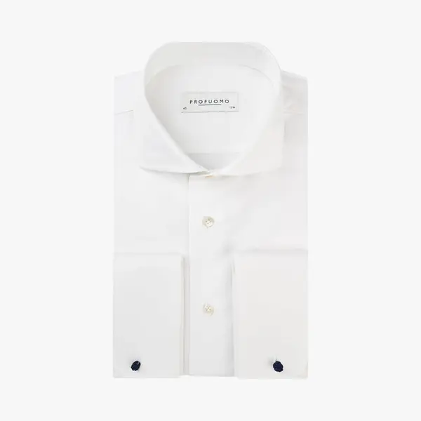 Profuomo Sky Blue Overhemd Wit, Effen thumbnail