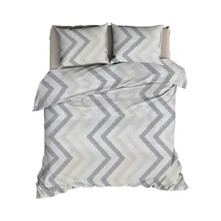 Satin D'Or Ziggo Dekbedovertrek - Lits-jumeaux - 240x200/220 Cm - Grijs/Blauw