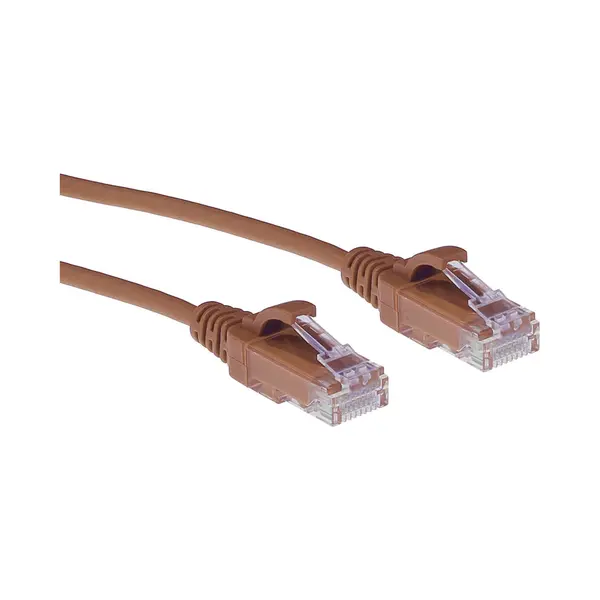 Act Bruine 10 meter Lszh U/Utp CAT6 datacenter slimline patchkabel snagless met RJ45 connectoren thumbnail