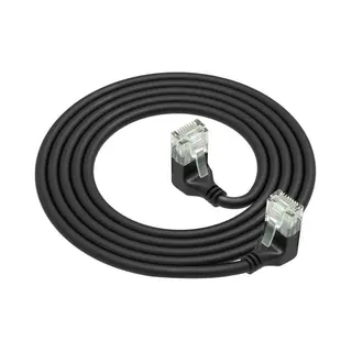 Act Zwarte 3 meter U/Utp CAT6A Lszh Slimline patchkabel met RJ45 connectoren 90° haaks beneden naar 90° haaks beneden