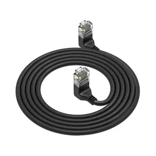 Act Schwarzes 5-Meter-U/Utp-CAT6A-Lszh-Slimline-Patchkabel mit RJ45-Anschlüssen, 90° nach oben gewinkelt zu 90° nach oben