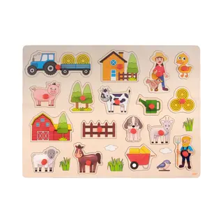 Knop Puzzel Boerderij – Houten Puzzel Voor Kinderen – Gemakkelijk Legbaar Met Rode Knopjes – Groot Formaat 40 X 30 Cm – Longfield Games