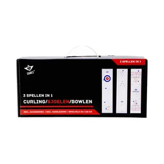 Engelhart – 340505 – 3-in-1-Spielbox, Curling, Shuffleboard, Bowling, Maße 120 X 28 Cm