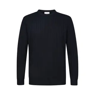 Profuomo Pullover Rib Wool Blend Navy - Größe M
