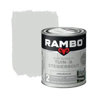 Rambo Pantserbeits Tuin & Steigerhout - Dekkend - Zijdeglans - Waterproof - Steengrijs - 0.75L