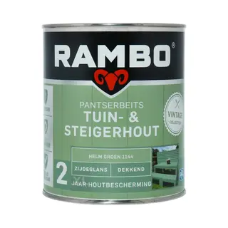 Rambo Pantserbeits Tuin & Steigerhout - Dekkend - Zijdeglans - Waterproof - Helmgroen - 0.75L
