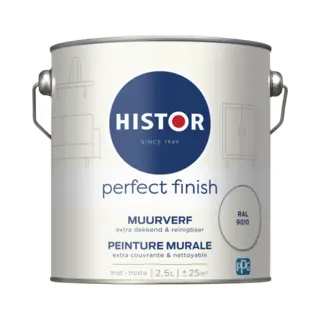 Histor Perfect Finish Muurverf Mat - Perfecte Dekking - Geurarm - 2.5L - Ral 9010 - Wit