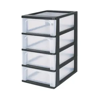 Iris Organizer Chest Ladesysteem - 4 Lades - 4 X7L - Kunststof - Zwart/Transparant