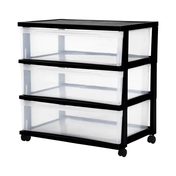 Iris New Wide Chest Ladesysteem - 3 Lades X 30L - Kunststof - Zwart/Transparant - Met Wielen thumbnail