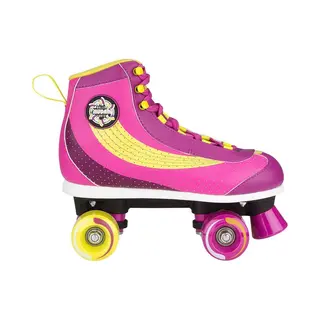 Nijdam Sugar Babe - Rolschaatsen - Pu Leer Vetersluiting - Roze/Paars/Geel/Wit - Maat 39