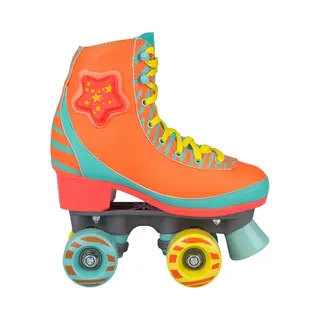 Nijdam Led Star Zebra - Rolschaatsen - Led Verlichting - Fluororanje/Lichtblauw/Geel - 39/40