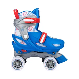 Nijdam Geo Metricker - Rolschaatsen Verstelbaar - 4 Maten - Blauw/Rood/Wit/Zilvergrijs