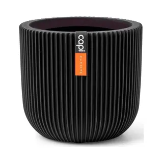 Capi Europe - Blumentopf Kugel Groove Black & Gold - 8x6 - Schwarz - Blumentopf Für Drinnen - Capi Indoor - BGVBL131