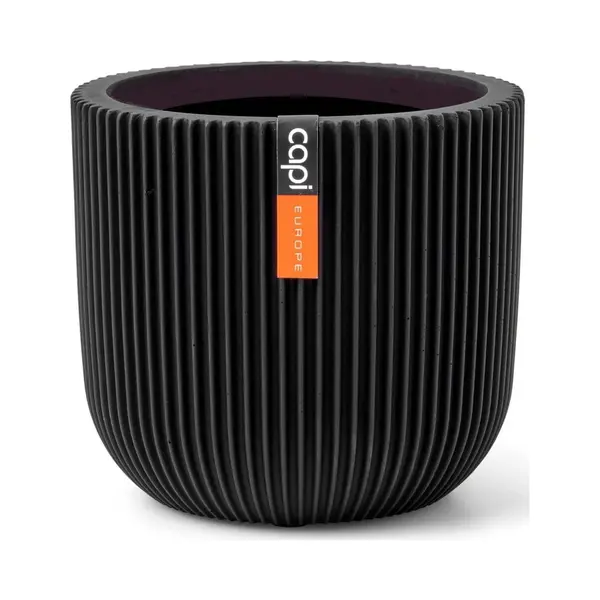 Capi Europe - Blumentopf Kugel Groove Black & Gold - 8x6 - Schwarz - Blumentopf Für Drinnen - Capi Indoor - BGVBL131 thumbnail