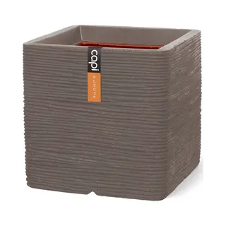 Capi Nature Rib Nl Kunststoff-Pflanzentopf 30x30x30 Cm Warmes Taupe