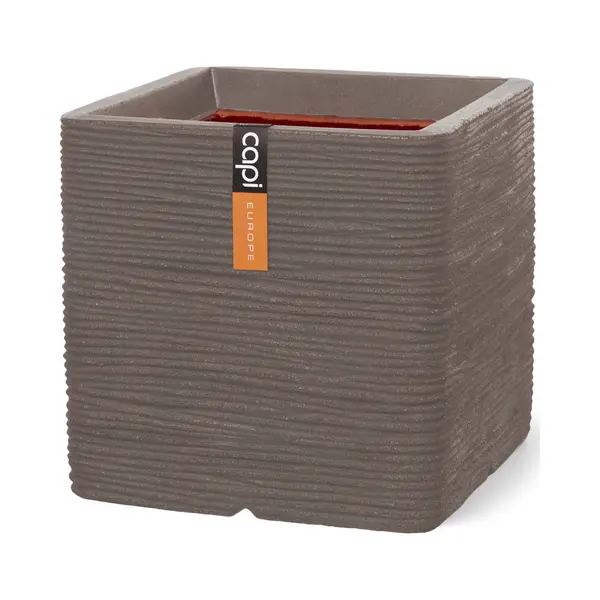 Capi Europe - Planter Square Rib Nl - 30x30 - Warm Taupe - Opening Ø24 - Pot For Indoor And Outdoor Use - Shatterproof - 100% Recyclable - KWTR902 thumbnail