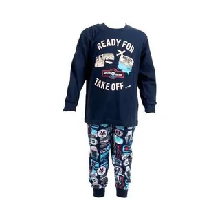 Fun2Wear Vliegtuig Kinderpyjama Twilight Blue Maat 128