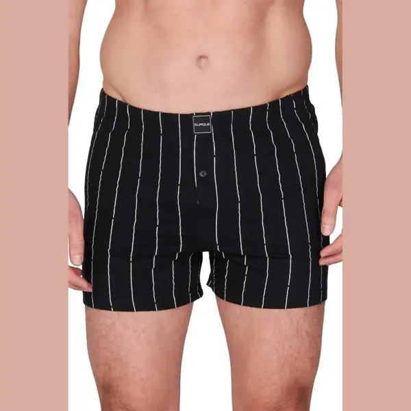 Suaque/Ginosanti Wijde Heren Boxershort - Streep - Losse Heren Boxershort Katoen - Xxxl - Zwart thumbnail