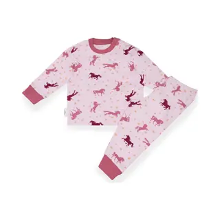 Frogs And Dogs - Horse Aop F&D Pyjama | Roze Meisjes Jongens - Katoen - Maat 110/116