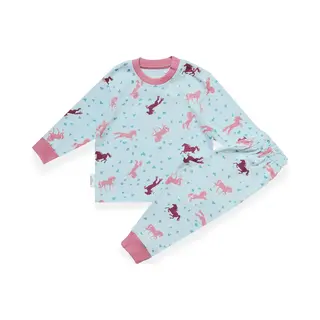 Frogs And Dogs - Horse Aqua Aop F&D Pyjama | Aqua Meisjes Jongens - Katoen - Maat 110/116