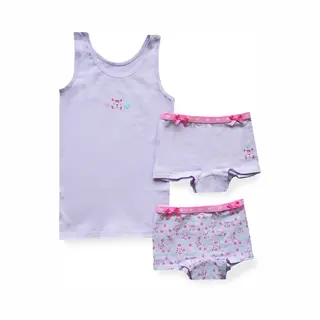 Fun2Wear Funderwear Meisjes Setje Tiger - Onderbroek & Hemdje - Boxershorts - Roze - Groen - Paars - 146 - Lila