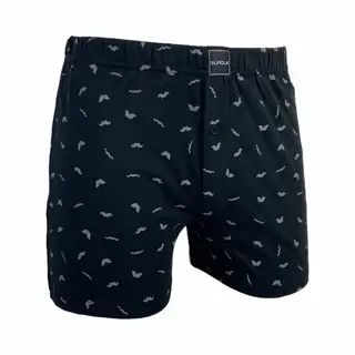 Suaque/Ginosanti Heren Boxershort Wijd Model Moustache - 100% Katoenen Losse Boxershort - M - Zwart - Onderbroek Heren Heren Heren - M