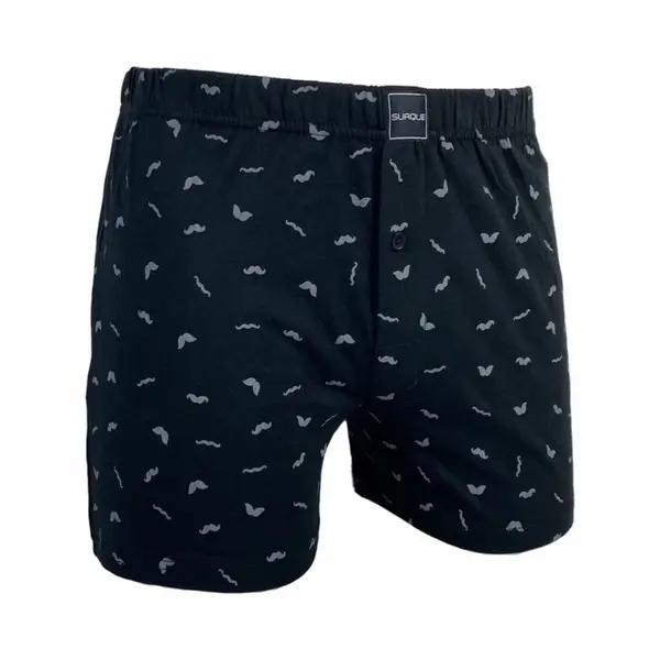 Suaque/Ginosanti Heren Boxershort Wijd Model Moustache - 100% Katoenen Losse Boxershort - M - Zwart - Onderbroek Heren Heren Heren - M thumbnail