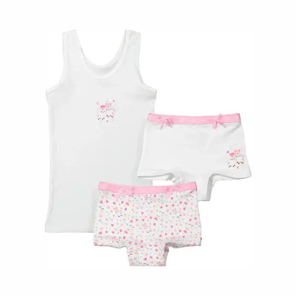 Fun2Wear Funderwear Meisjes Ondergoed - Meisjes Setje - Alpaca - 2 Boxershorts En Hemd Setje Kind - 110 - Wit thumbnail