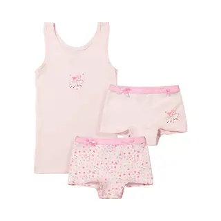Fun2Wear Funderwear Meisjes Ondergoed - Meisjes Setje - Alpaca - 2 Boxershorts En Hemd Setje Kind - 134 - Roze - Onderbroek - Ondergoed - Top - Singlet - - -