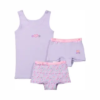 Fun2Wear Funderwear Meisjes Ondergoed Meisjes Setje - Sweetheart - Boxershorts En Hemd Setje Meisjes - Katoen - 98 - Lila