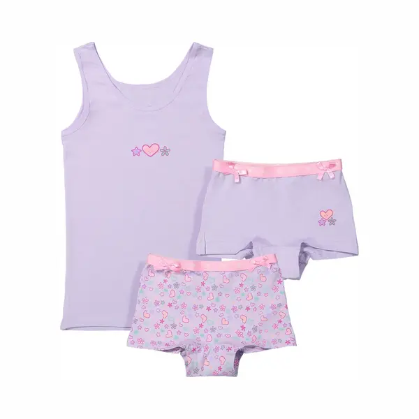 Fun2Wear Funderwear Meisjes Ondergoed Meisjes Setje - Sweetheart - Boxershorts En Hemd Setje Meisjes - Katoen - 146 - Lila thumbnail