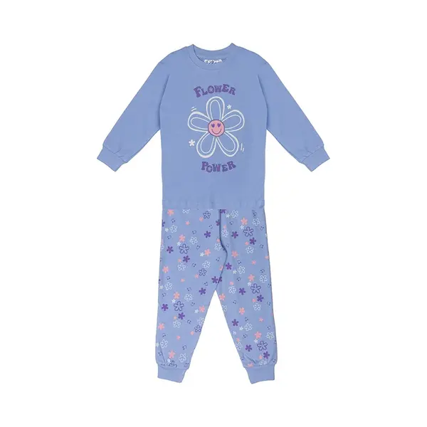Fun2Wear - Pyjama Flower Power | Lavender Blue Meisjes Jongens - Katoen - Maat 74 thumbnail