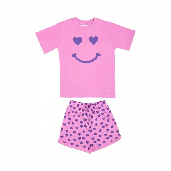 Fun2wear - Smiley Shortama - Fuchsia - Maat 128 thumbnail