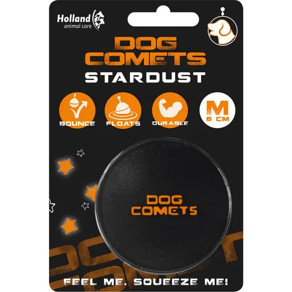 Dog Comets Ball Stardust Ø6 Cm - Hundespielzeug Ball - Hundeball Naturkautschuk - Ball Hund - Schwarz/Orange - 1 Stück thumbnail