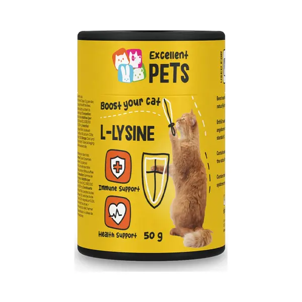 Holland Animal Care Excellent Pets L Lysine Kat 50 Gr - Ondersteunt Het Immuunsysteem, Herstel En Weerstand Bij Stress - Niesziekte Kat - Weerstand Katten Supplementen thumbnail