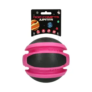 Dog Comets Jupiter - Ø14 Cm - Hondenspeelgoed - Hondenbal - Stuiterend - Tpr-Rubber - Roze/Zwart
