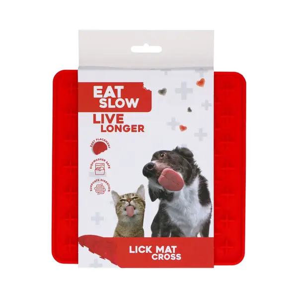 Eat Slow Live Longer Likmat Kruisjes - 19 X 19 Cm - Vierkant – Snuffelmat – Anti-schrok Mat – Slowfeeder – Afleiding – Honden En Katten - thumbnail