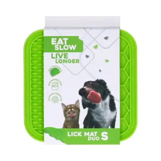 Eat Slow Live Longer Duo Likmat - 15 X 15 Cm - Vierkant - Snuffelmat - Anti-schrok Mat - Slowfeeder Honden En Katten - 100% Siliconen -