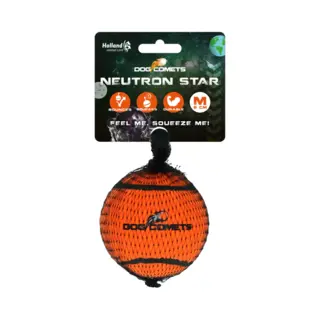 Dog Comets Neutron Star - Ø6 Cm - Hondenspeelgoed - Hondenbal - Stuiterende Tennisbal - Met Pieper - Oranje