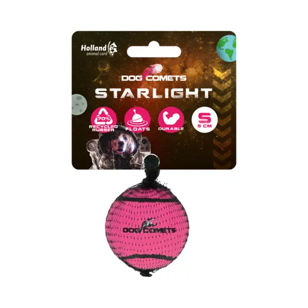 Dog Comets Starlight Tennisbal - Ø 5 Cm - Hondenbal - Drijvend Hondenspeelgoed - Stuiterend Hondenspeeltje - Roze - 1 Stuk thumbnail