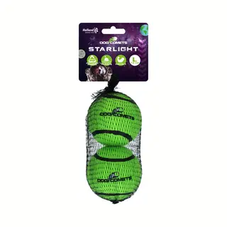 Dog Comets Starlight Tennisbal - Ø 7, 5 Cm - Hondenbal - Drijvend Hondenspeelgoed - Stuiterend Hondenspeeltje - Groen - 2 Stuks