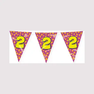 Paper dreams Paperdreams Slinger - Verjaardag 2 Jaar Thema Vlaggetjes - Feestversiering - 10m - Dubbelzijdig