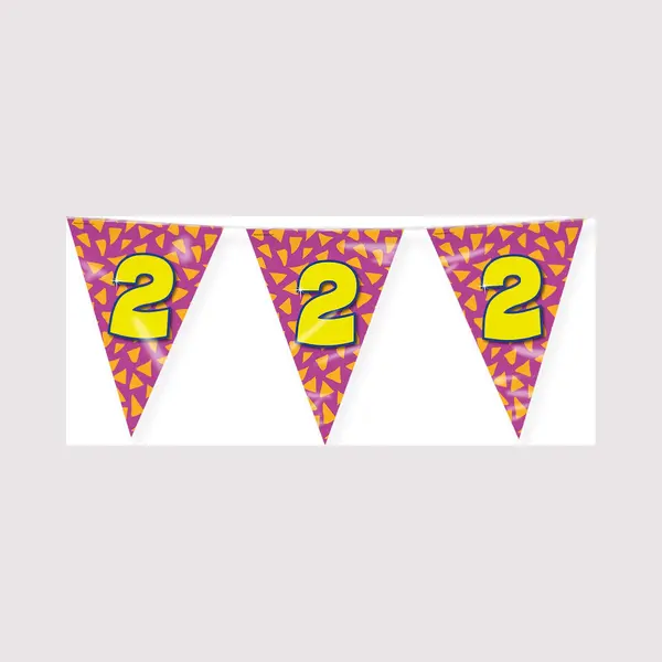 Paper dreams Paperdreams Slinger - Verjaardag 2 Jaar Thema Vlaggetjes - Feestversiering - 10m - Dubbelzijdig thumbnail
