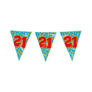 Paper dreams Paperdreams Slinger - Verjaardag 21 Jaar Thema Vlaggetjes - Feestversiering - 10m - Dubbelzijdig