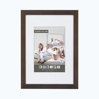 Vlakke Houten Wissellijst - Fotolijst - 28x35 Cm - Helder Glas - Koloniaal - 20 Mm