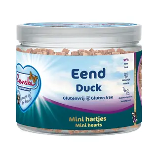 12x Renske Gezonde Beloning Hartjes Hondensnack Eend 100 Gr