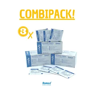 Romed Alcoholdoekjes - Alcohol Pads Desinfectiedoekjes - 3-Pack - 3x 100 Stuks Voordeelverpakking