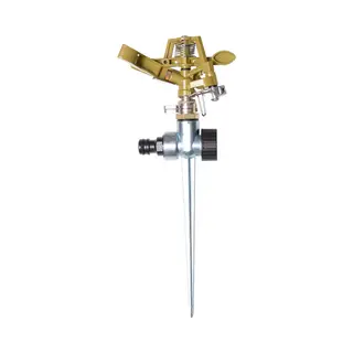 Mm Eurotool Metalen Sectorsproeier - Instelbare Nevel - Anti-druppel Arm - Bereik 23-28 Meter - Op Spike Met Waterdoorvoer