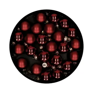 Othmar Decorations Mini Kerstballen - 24x St - Donkerrood - Glas - 2, 5 Cm